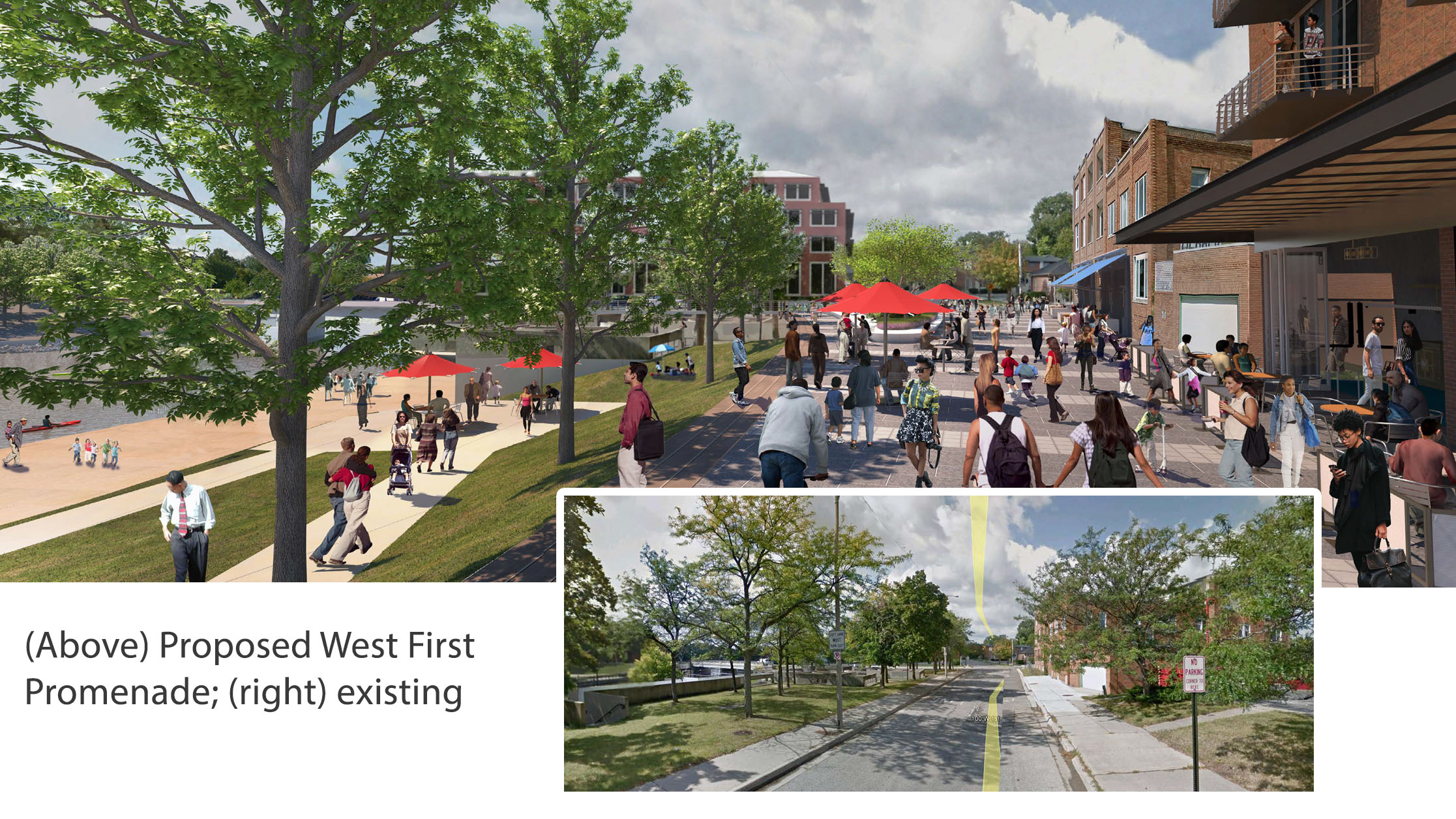 Downtown Flint Gameplan showing proposed West First Street enhancements